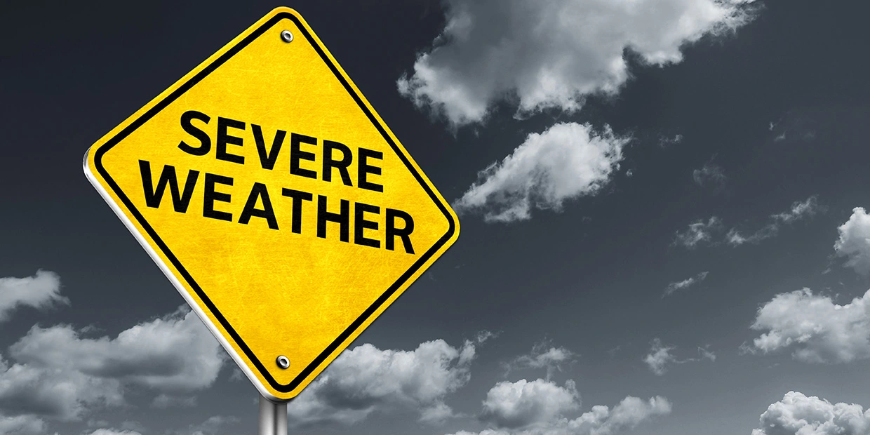 Sever Weather sign against a dark sky