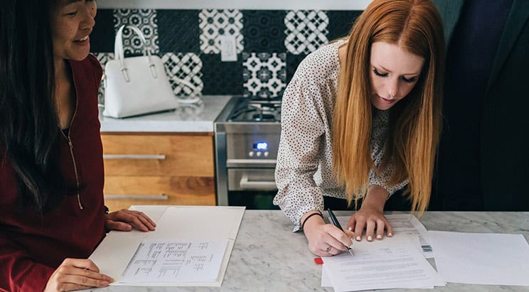 Woman buying a home